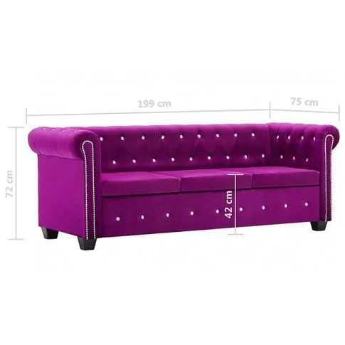 Fioletowa sofa Charlotte 3Q, Chesterfield