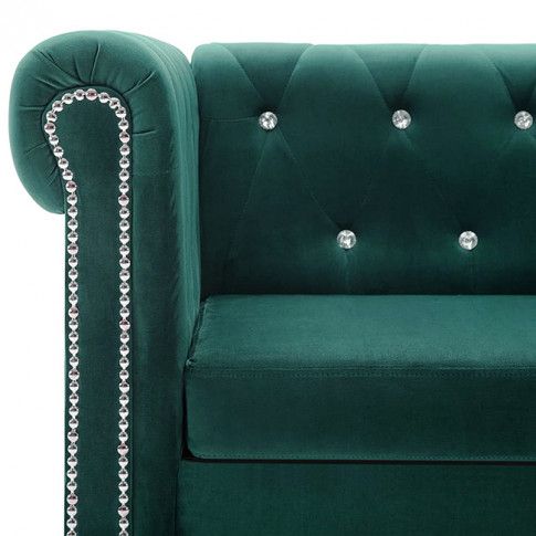Szczegółowe zdjęcie nr 11 produktu Aksamitna sofa w stylu Chesterfield Charlotte 2Q - zielona