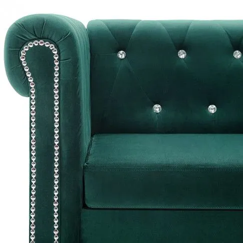 Szczegółowe zdjęcie nr 11 produktu Aksamitna sofa w stylu Chesterfield Xavier 2Q - zielona