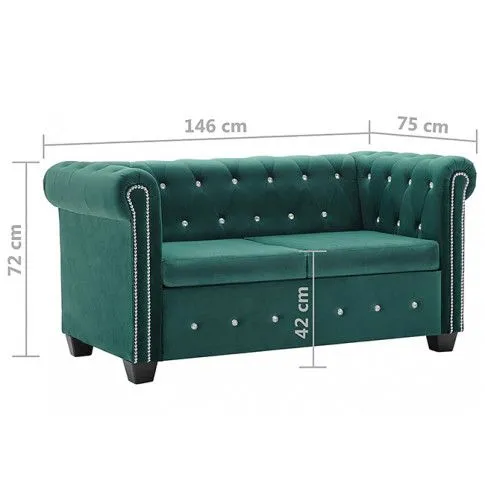 Szczegółowe zdjęcie nr 4 produktu Aksamitna sofa w stylu Chesterfield Xavier 2Q - zielona