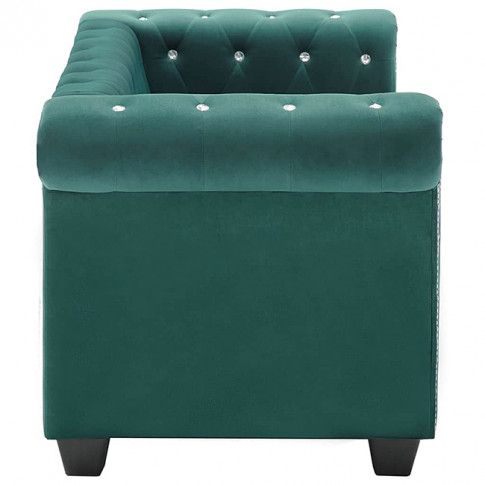 Szczegółowe zdjęcie nr 5 produktu Aksamitna sofa w stylu Chesterfield Charlotte 2Q - zielona