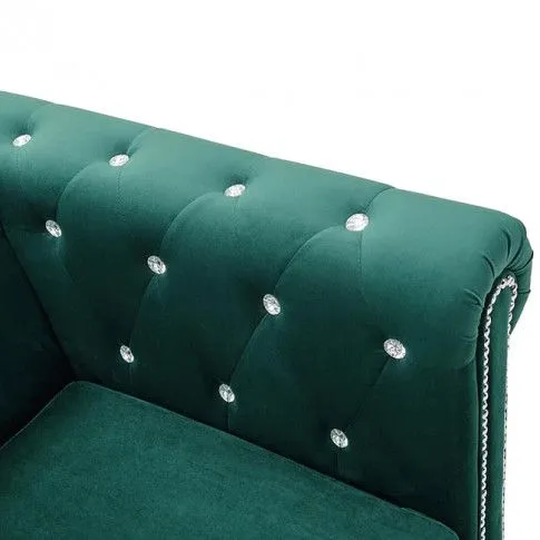 Szczegółowe zdjęcie nr 9 produktu Aksamitna sofa w stylu Chesterfield Xavier 2Q - zielona