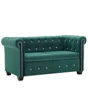 Aksamitna sofa w stylu Chesterfield Charlotte 2Q - zielona w sklepie Edinos.pl