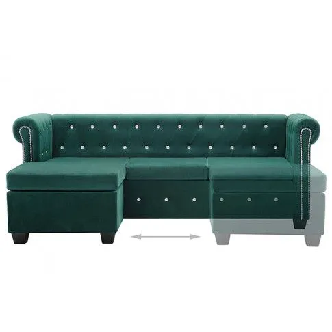 Szczegółowe zdjęcie nr 8 produktu Aksamitny narożnik w stylu Chesterfield Xavier 4Q - zielony