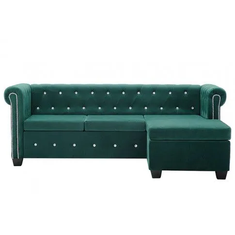 Szczegółowe zdjęcie nr 9 produktu Aksamitny narożnik w stylu Chesterfield Xavier 4Q - zielony