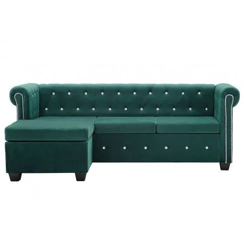 Szczegółowe zdjęcie nr 10 produktu Aksamitny narożnik w stylu Chesterfield Xavier 4Q - zielony