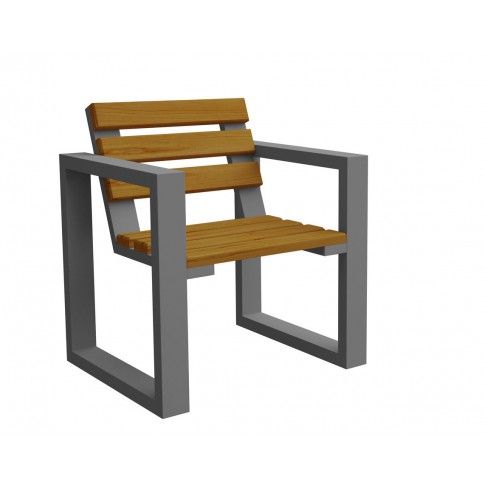 Zdjęcie produktu Krzesło ogrodowe metalowe z drewnianym siedziskiem Norin Gray - 8 kolorów .