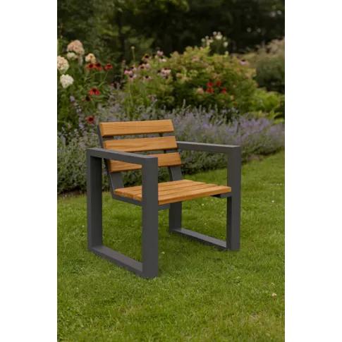 Zdjęcie drewniany fotel ogrodowy szary | Edinos.pl