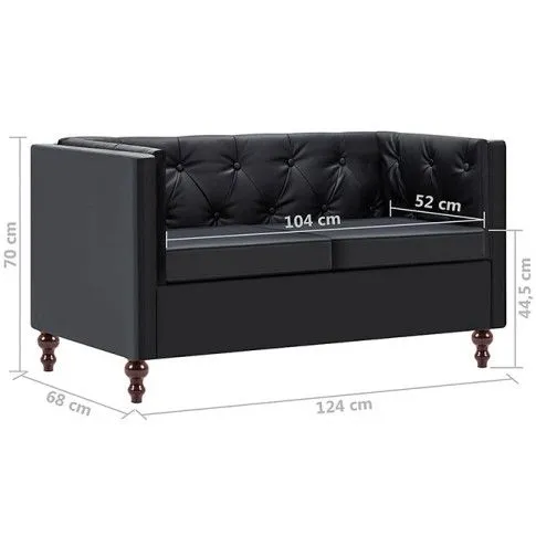 Szczegółowe zdjęcie nr 6 produktu 2-osobowa Sofa Vang w stylu Chesterfield - czarna