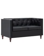 2-osobowa Sofa James 2Q w stylu Chesterfield - czarna w sklepie Edinos.pl