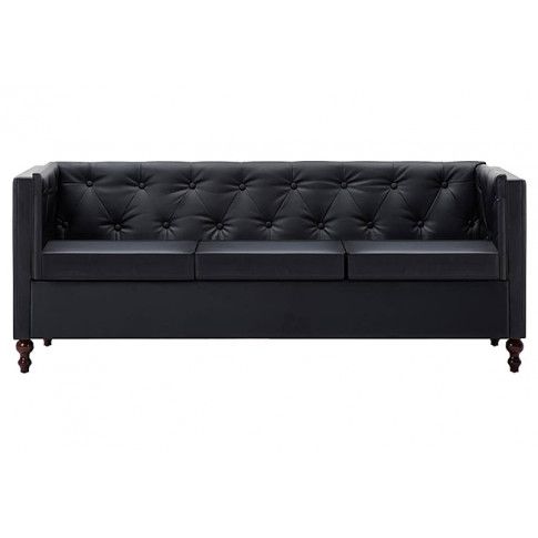 Fotografia 3-osobowa Sofa James 3Q w stylu Chesterfield - czarna z kategorii Kanapy i sofy pikowane
