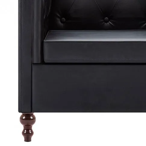 Zdjęcie 3-osobowa Sofa James 3Q, Chesterfield, czarna | Edinos.pl