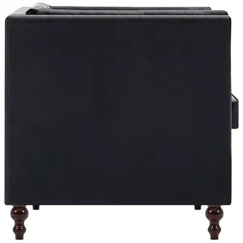 Szczegółowe zdjęcie nr 5 produktu 3-osobowa Sofa Majorka w stylu Chesterfield - czarna