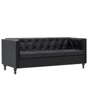 3-osobowa Sofa James 3Q w stylu Chesterfield - czarna