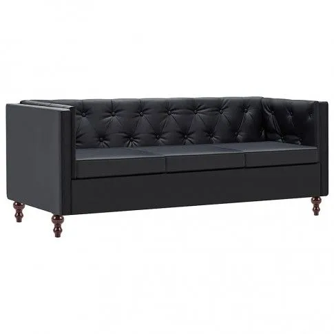 Zdjęcie produktu 3-osobowa Sofa James 3Q w stylu Chesterfield - czarna.