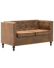 2-osobowa Sofa James 2Q w stylu Chesterfield - brąz w sklepie Edinos.pl