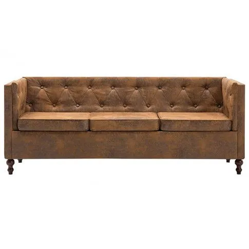 Szczegółowe zdjęcie nr 6 produktu 3-osobowa Sofa Majorka w stylu Chesterfield - brąz