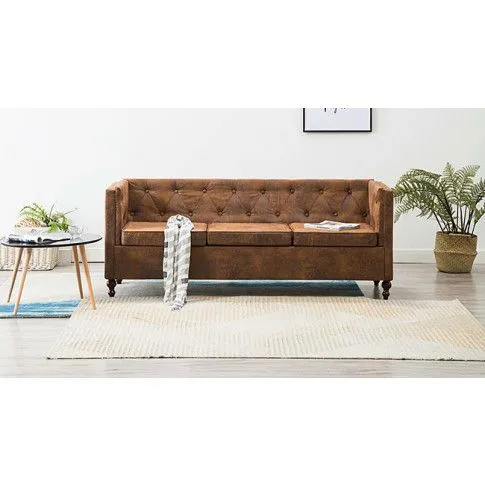 Szczegółowe zdjęcie nr 10 produktu 3-osobowa Sofa James 3Q w stylu Chesterfield - brąz