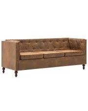 3-osobowa Sofa James 3Q w stylu Chesterfield - brąz