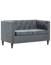 2-osobowa Sofa James 2Q w stylu Chesterfield - szara w sklepie Edinos.pl