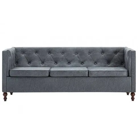 Szczegółowe zdjęcie nr 4 produktu 3-osobowa Sofa James 3Q w stylu Chesterfield - szara