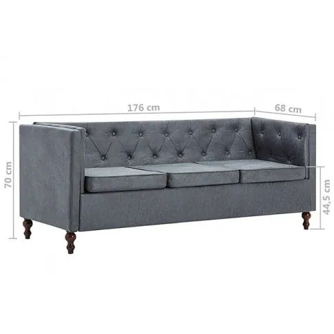 Szczegółowe zdjęcie nr 5 produktu 3-osobowa Sofa James 3Q w stylu Chesterfield - szara