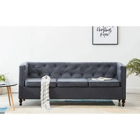 Szczegółowe zdjęcie nr 9 produktu 3-osobowa Sofa James 3Q w stylu Chesterfield - szara