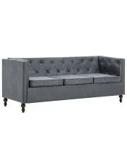 3-osobowa Sofa James 3Q w stylu Chesterfield - szara