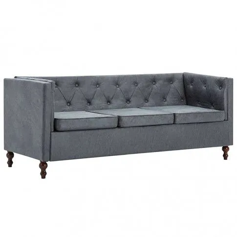 Zdjęcie produktu 3-osobowa Sofa James 3Q w stylu Chesterfield - szara.