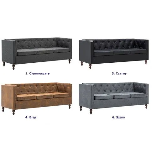 Fotografia 2-osobowa Sofa Vang w stylu Chesterfield - ciemnoszara z kategorii Kanapy i sofy