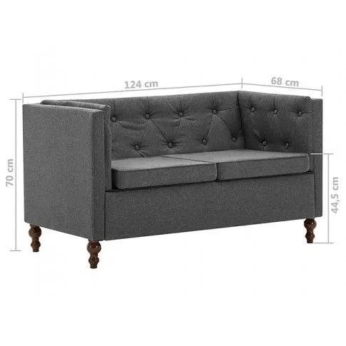 Zdjęcie 2-osobowa Sofa James 2Q w stylu Chesterfield - ciemnoszara - sklep Edinos.pl