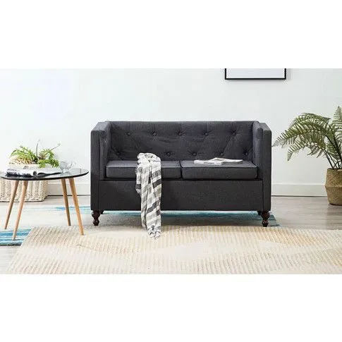 Szczegółowe zdjęcie nr 11 produktu 2-osobowa Sofa Vang w stylu Chesterfield - ciemnoszara