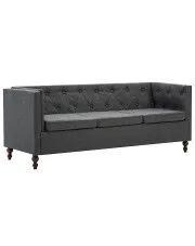 3-osobowa Sofa James 3Q w stylu Chesterfield - ciemnoszara