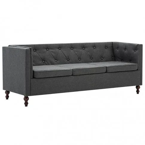 Zdjęcie produktu 3-osobowa Sofa James 3Q w stylu Chesterfield - ciemnoszara.