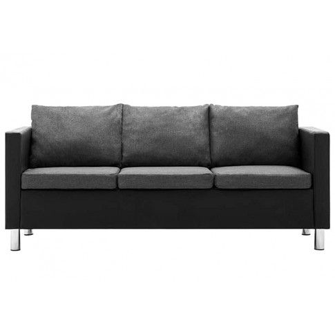 Fotografia Atrakcyjna 3-osobowa sofa Karlo 3Q - czarno-jasnoszara z kategorii Kanapy i sofy