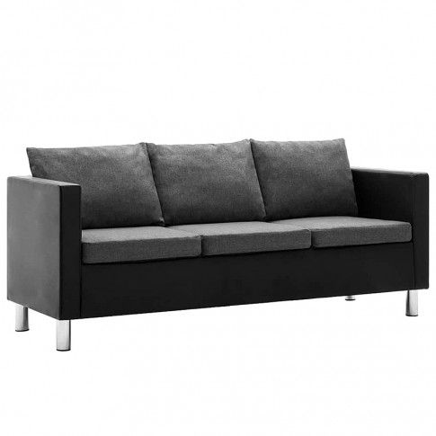 Zdjęcie produktu Atrakcyjna 3-osobowa sofa Karlo 3Q - czarno-jasnoszara.
