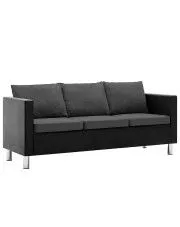 Atrakcyjna 3-osobowa sofa Karlo 3Q - czarno-ciemnoszara