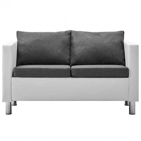 Szczegółowe zdjęcie nr 4 produktu Atrakcyjna 2-osobowa sofa Karlo 2Q - biało-jasnoszara