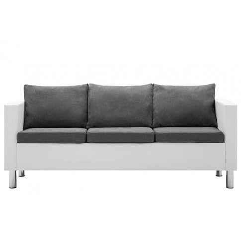 Fotografia Atrakcyjna 3-osobowa sofa Karlo 3Q - biało-jasnoszara z kategorii Kanapy i sofy