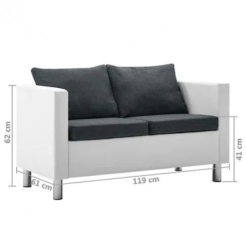 Szczegółowe zdjęcie nr 5 produktu Atrakcyjna 2-osobowa sofa Glomsti 2Q - biało-ciemnoszara