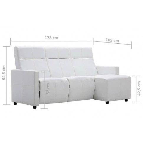 Szczegółowe zdjęcie nr 9 produktu Rozkładana sofa z leżanką Nevada - biała