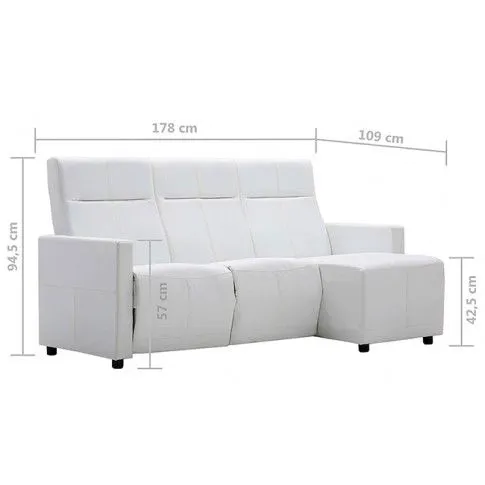 Szczegółowe zdjęcie nr 9 produktu Rozkładana sofa z leżanką Blodyn - biała