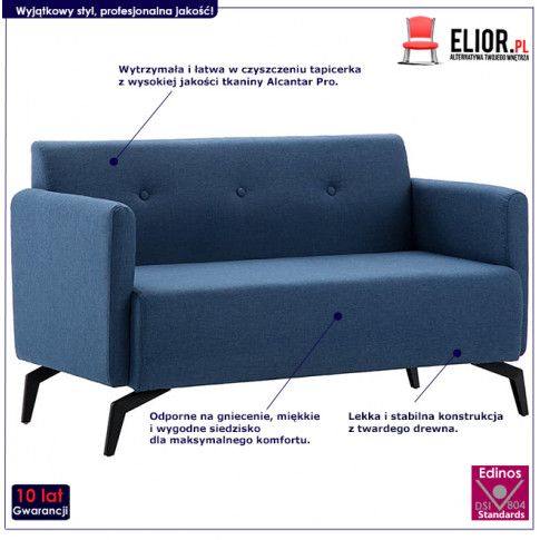 Szczegółowe zdjęcie nr 10 produktu Stylowa 2-osobowa sofa Rivena 2X - niebieska