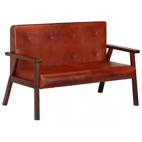Szczegółowe zdjęcie nr 5 produktu Sofa 2-osobowa ze skóry naturalnej Syleta - brązowa