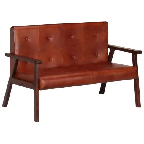 Szczegółowe zdjęcie nr 9 produktu Sofa 2-osobowa ze skóry naturalnej Syleta - brązowa