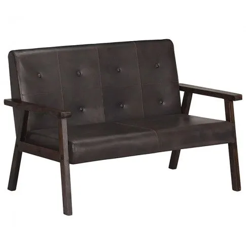 Zdjęcie stylowa skórzana szara sofa dwuosobowa Dalina - w sklepie Edinos.pl