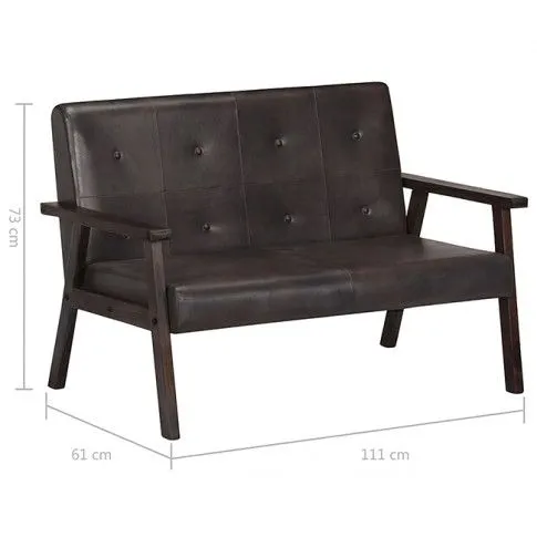 Szczegółowe zdjęcie nr 4 produktu Skórzana sofa 2-osobowa Syleta - szara