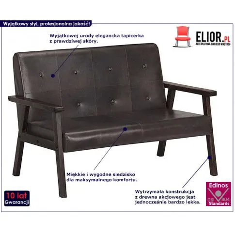 Fotografia Skórzana sofa 2-osobowa Syleta - szara z kategorii Kanapy i sofy