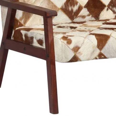 Szczegółowe zdjęcie nr 11 produktu Sofa Max z naturalnej koziej skóry – biało-brązowa