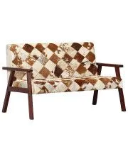 Sofa Max z naturalnej koziej skóry – biało-brązowa w sklepie Edinos.pl